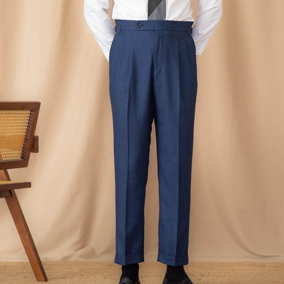 Buycenter High-Waisted Casual Trousers - Solid Color, Straight Fit - Buy Center