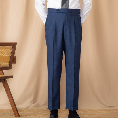 Buycenter High-Waisted Casual Trousers - Solid Color, Straight Fit - Buy Center