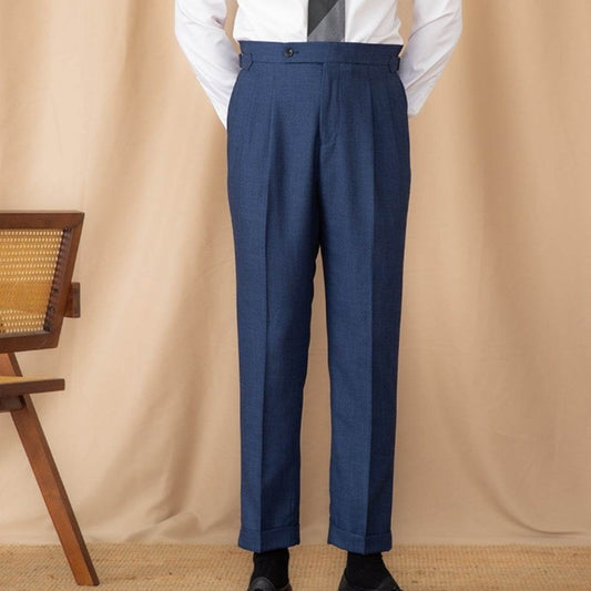 Buycenter High-Waisted Casual Trousers - Solid Color, Straight Fit - Buy Center