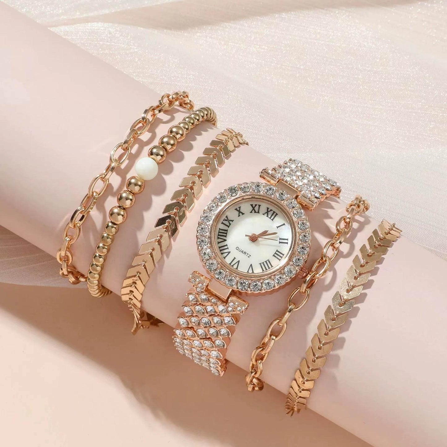 Buycenter Women's 6-Piece Diamond Bracelet Watch Set - Luxurious Gift Box - Buy Center
