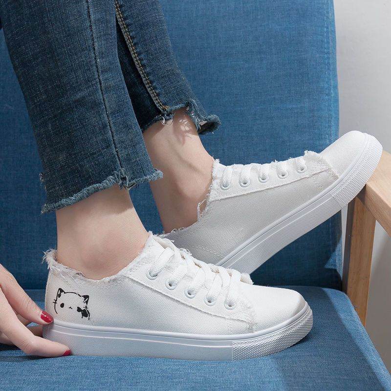 Women's Breathable Canvas Shoes - Stylish White Athletic Sneakers for Spring - Buy Center
