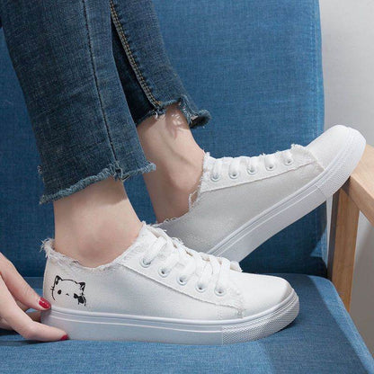 Women's Breathable Canvas Shoes - Stylish White Athletic Sneakers for Spring - Buy Center