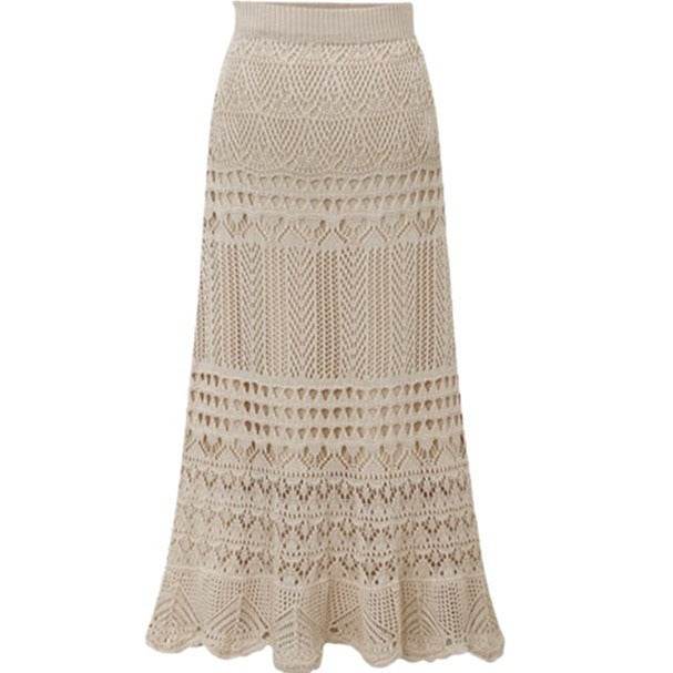 Elegant Plus Size Crocheted Hollow Knit Dress - Floral Design, 2025 Style - Buy Center