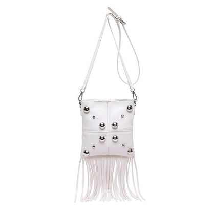 Buycenter Studded Shoulder Tassel Crossbody Bag - Trendy Bucket Style - Buy Center