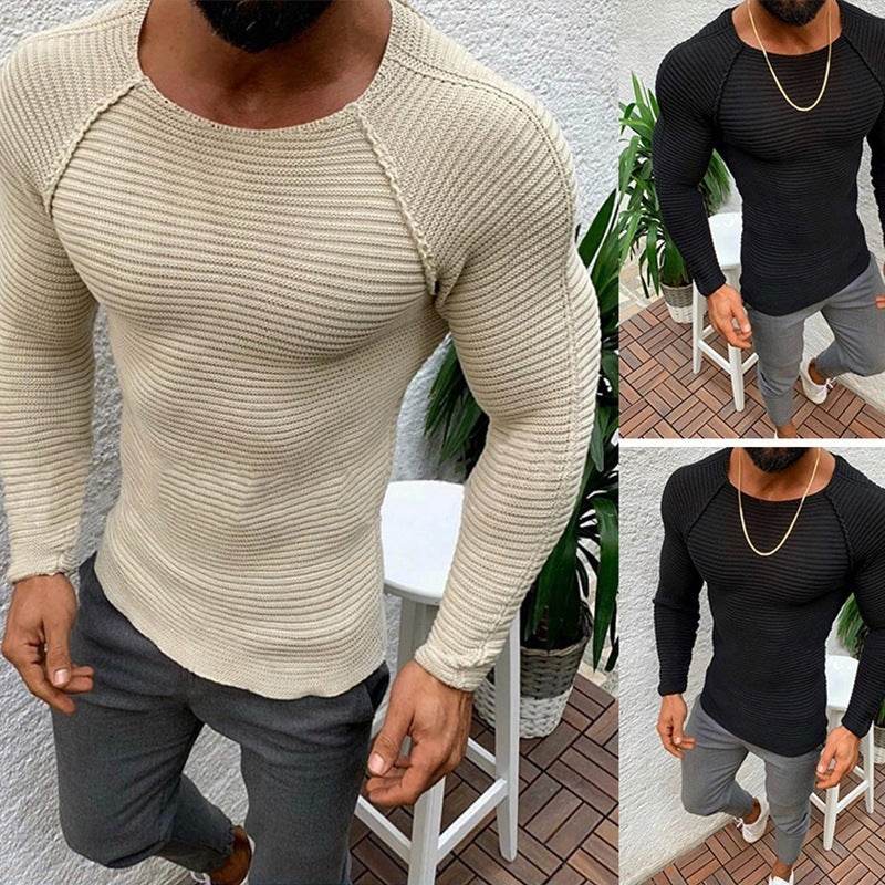 Buycenter Men's Crew Neck Pullover Sweater - Slim Fit Casual Knitwear - Buy Center
