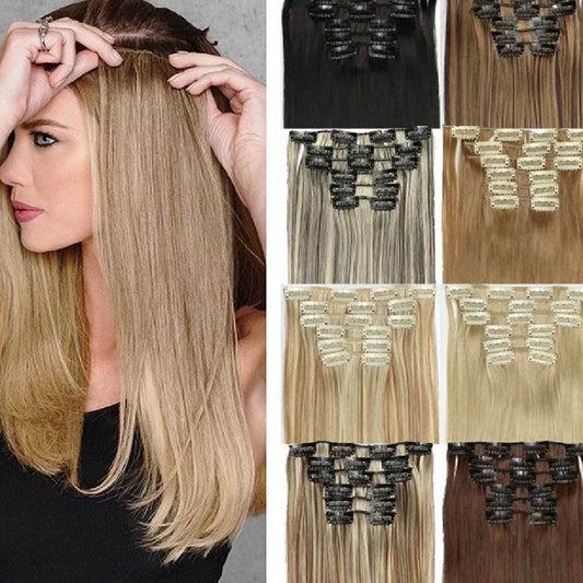 Durable Long Straight Wig Extensions Set - 6-Piece Human Hair Collection - Buy Center