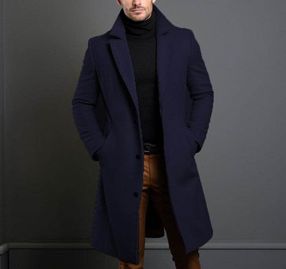 Woolen Men's Mid-Length Trench Coat - Stylish British Design, Multiple Colors - Buy Center