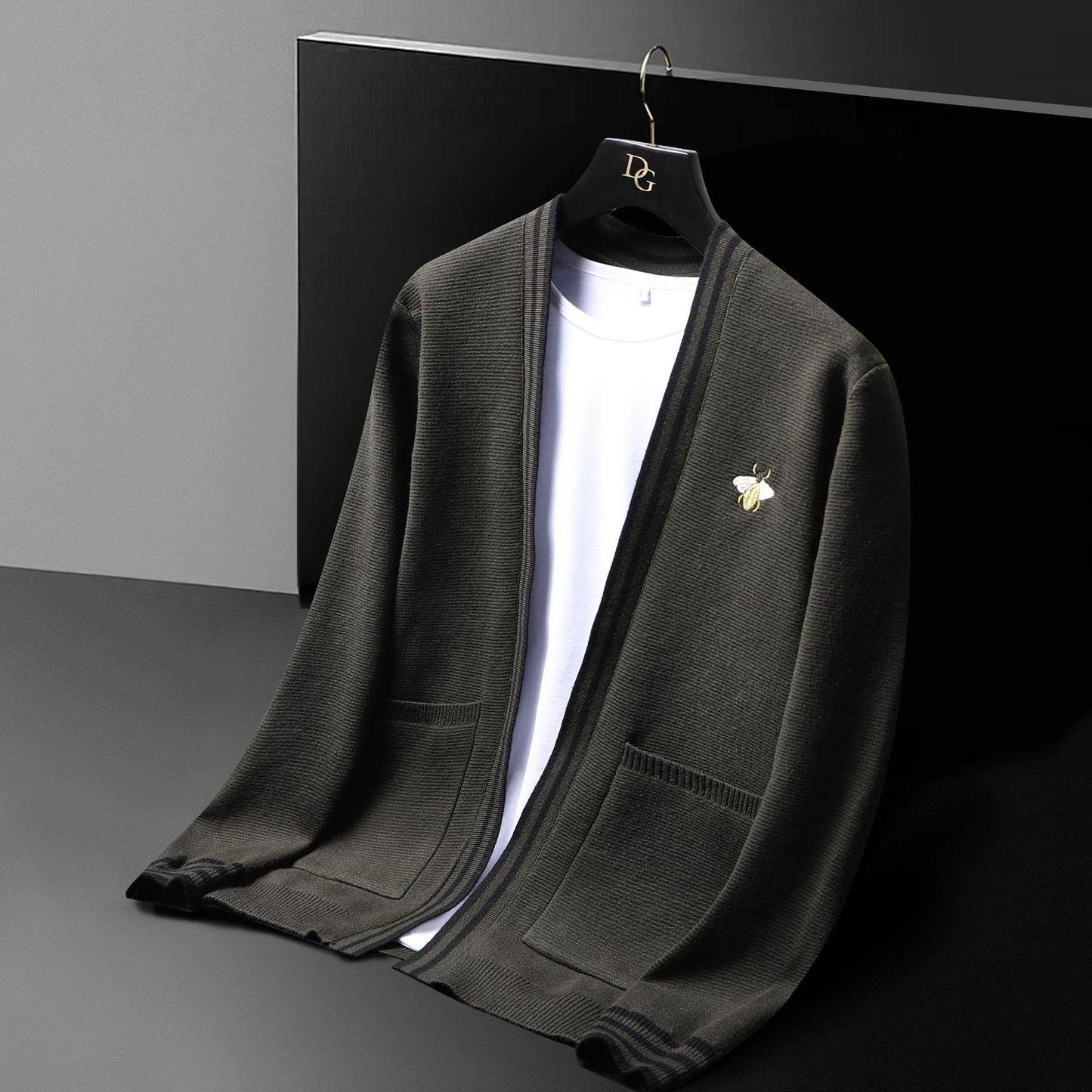 Men's Korean Style Slim Fit Cardigan - Trendy Long Sleeve Knitwear - Buy Center