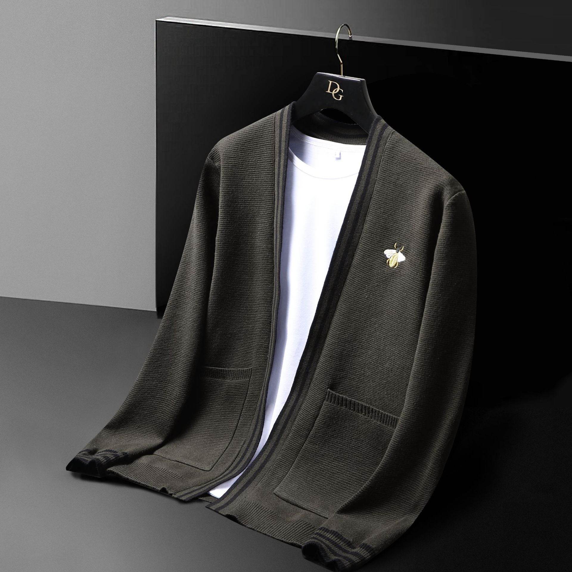 Men's Korean Style Slim Fit Cardigan - Trendy Long Sleeve Knitwear - Buy Center