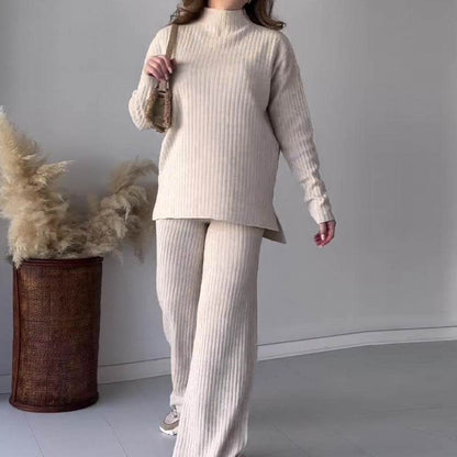 Buycenter Casual Knitwear & Wide Leg Pants Set - Stylish Two-Piece Jumpsuit - Buy Center