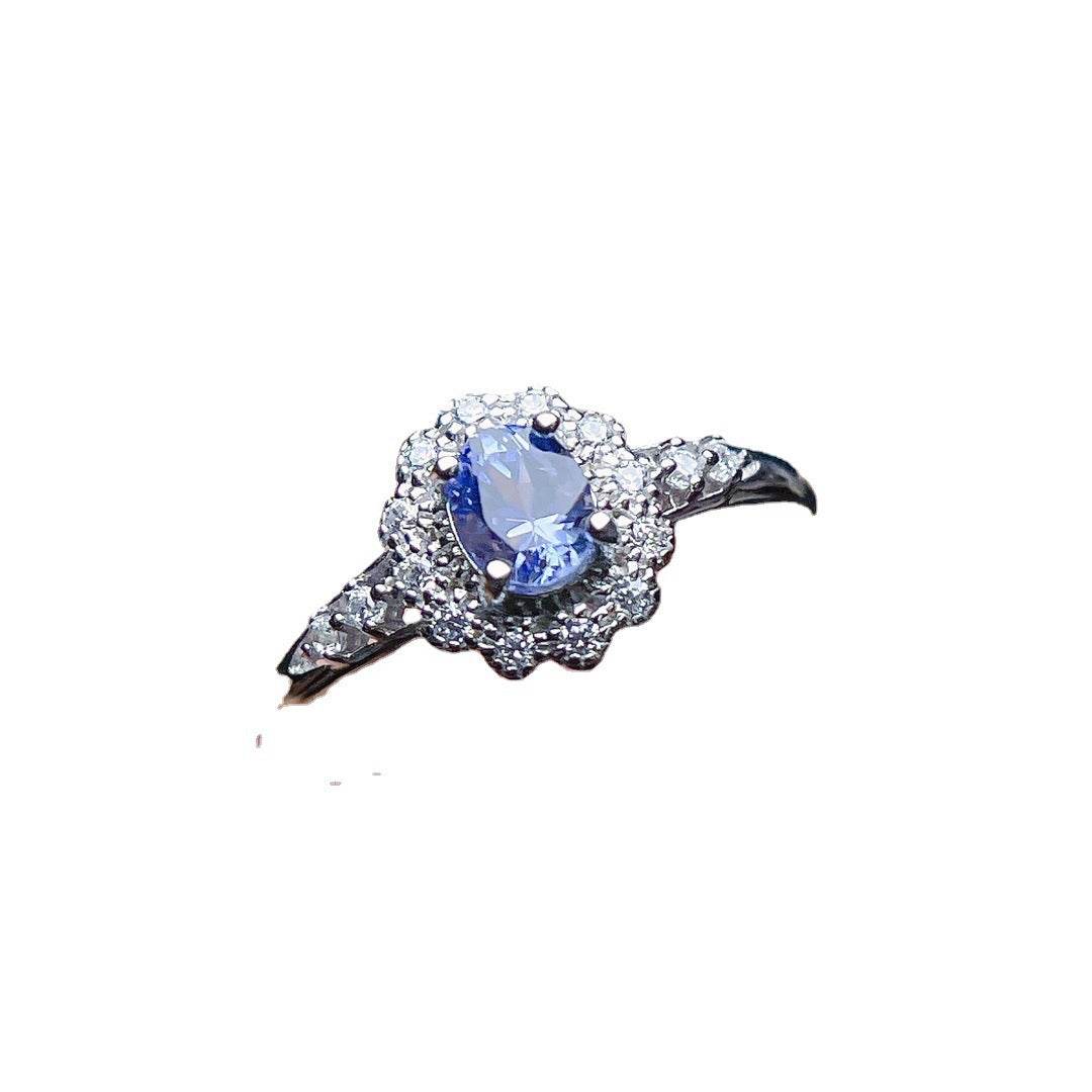 BuyCenter Natural Tanzanite Ring - Adjustable 925 Silver Jewelry - Buy Center