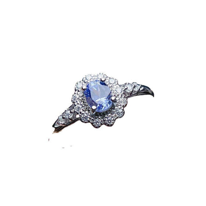 BuyCenter Natural Tanzanite Ring - Adjustable 925 Silver Jewelry - Buy Center