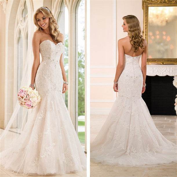 Buycenter Lace Wedding Dress Tube Top - Long Trailing Skirt Style - Buy Center