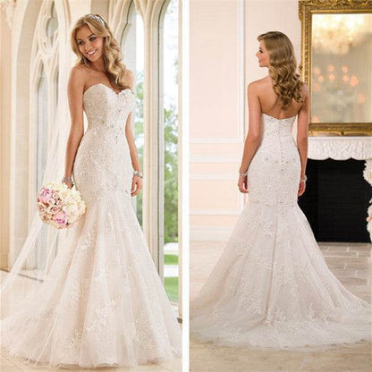 Buycenter Lace Wedding Dress Tube Top - Long Trailing Skirt Style - Buy Center