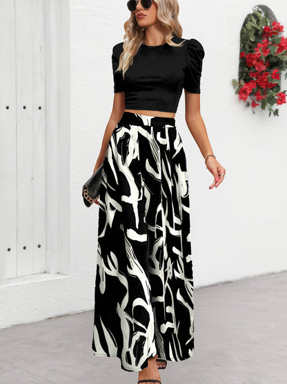 Elegant Solid Color Blouse & Trousers Two-Piece Casual Suit - Buy Center