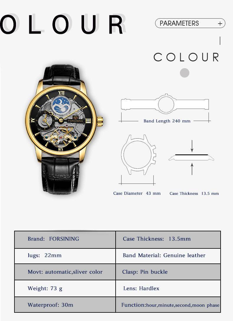 Buycenter Stylish Hollow Moon Mechanical Watch - Gold & Silver Options - Buy Center