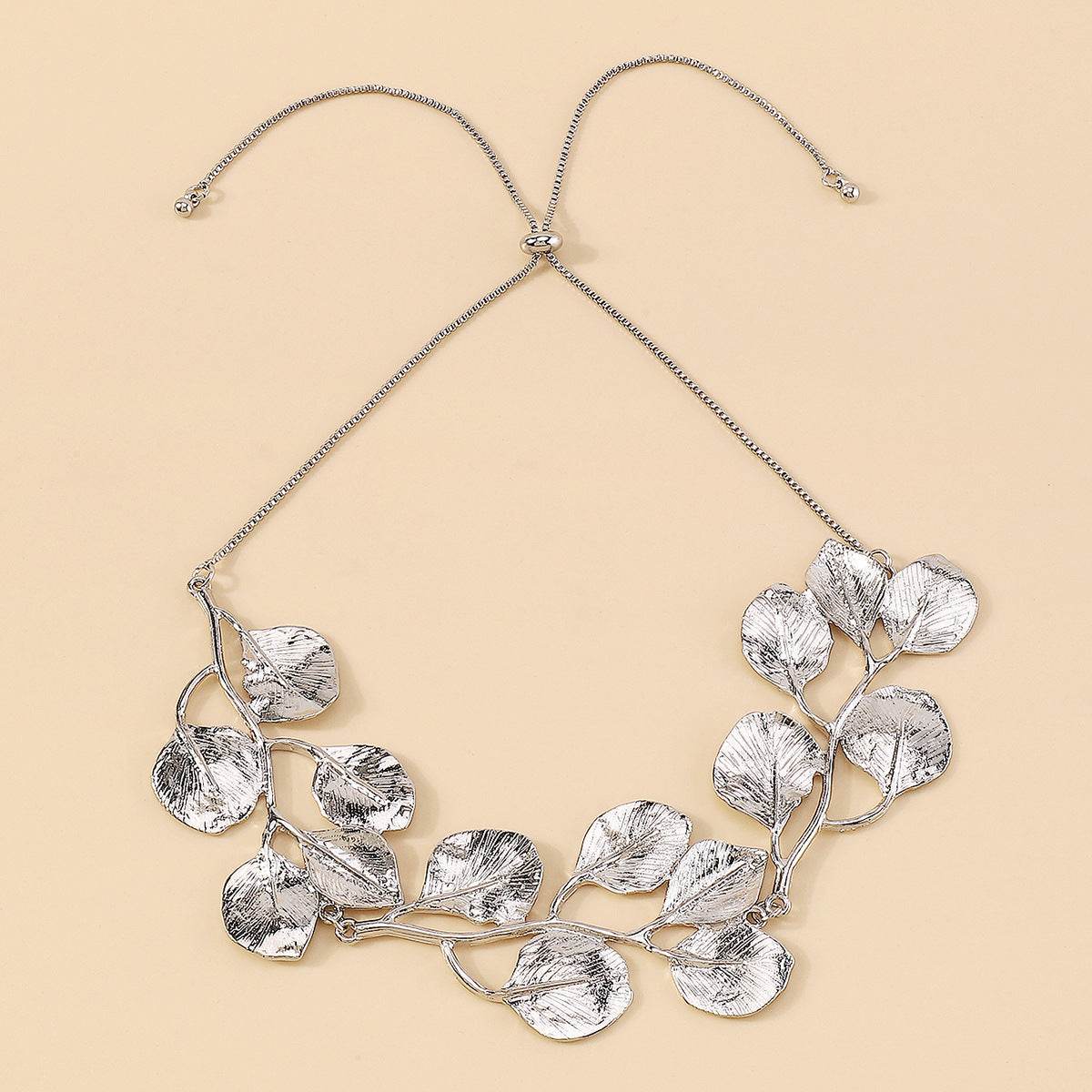 2025 Luxury Metal Leaf Earrings & Choker Set - Elegant Jewelry Gift - Buy Center