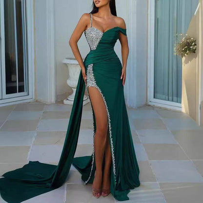 Elegant Gilding Split Evening Dress - Trendy Long Skirt Gown for Women - Buy Center