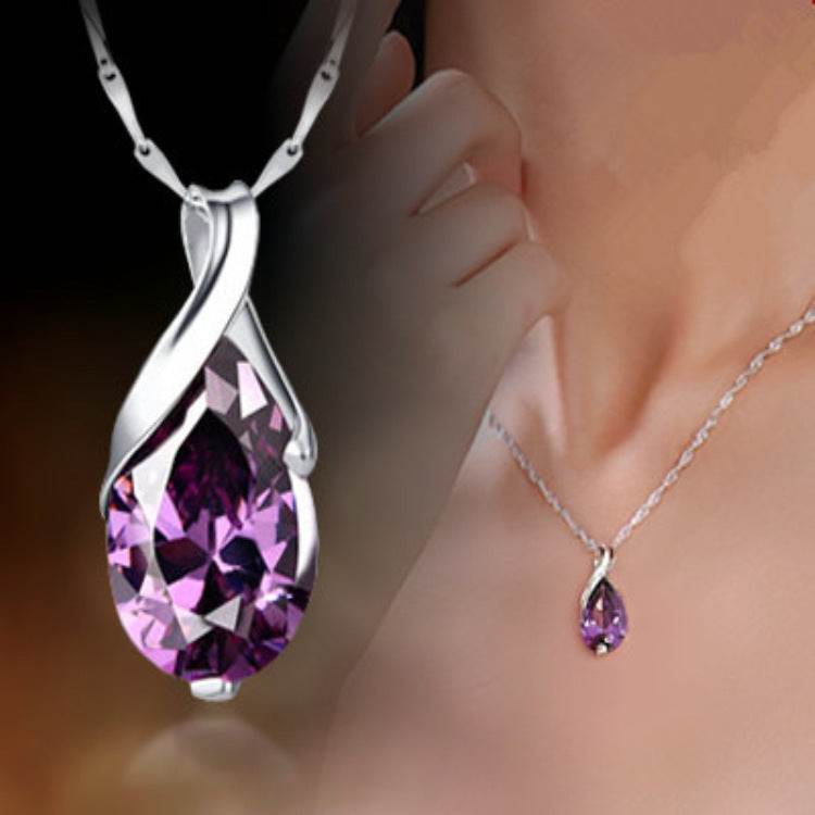 Buycenter Sweet Purple Crystal Necklace - Angel Tears Pendant for Women - Buy Center