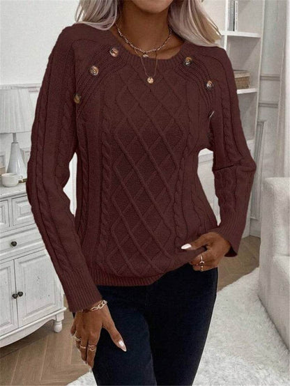Twisted Pullover Round Neck Sweater - Loose Fit in Stylish Colors - Buy Center