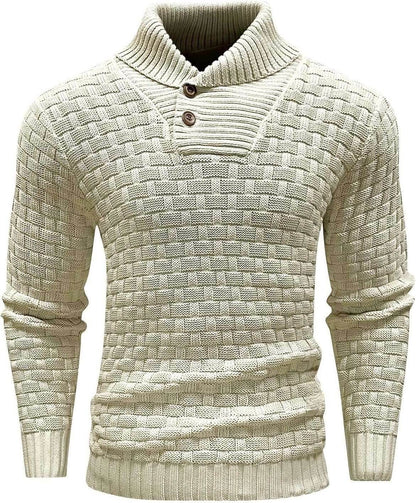 Buycenter Men's Slim Turtleneck Sweater - Trendy Button Design Pullover - Buy Center