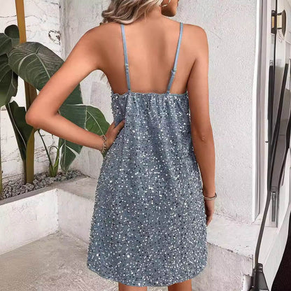 Elegant Sling Dress with Sequins - Perfect for Parties and Social Events - Buy Center