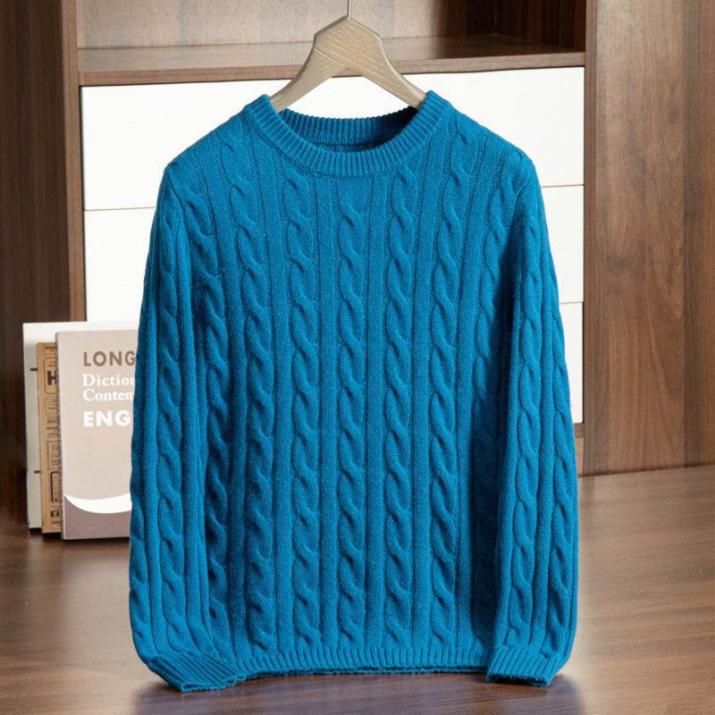 Pure Cashmere Men's Round Neck Sweater - Trendy Pullover for Comfort - Buy Center