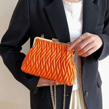 Buycenter Pleated Handbag - Chain Lock Design for Evening Outfits - Buy Center