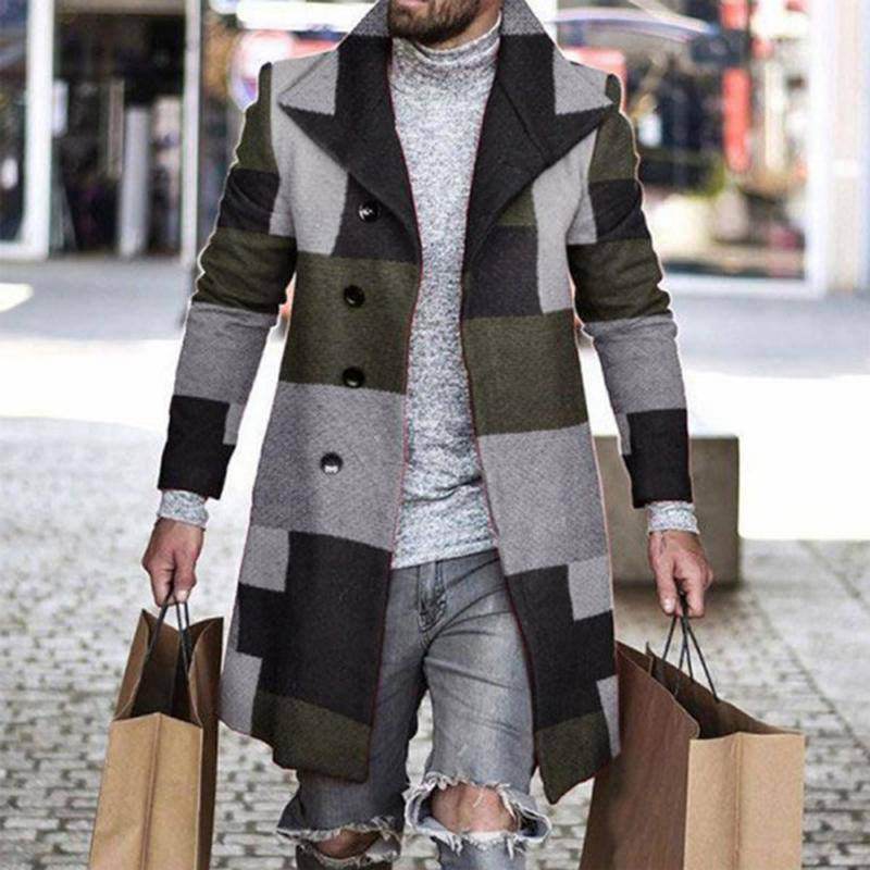 Stylish 3D Digital Printing Men's Woolen Trench Coat - Premium Fashion 2025 - Buy Center