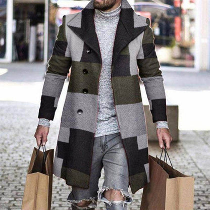 Stylish 3D Digital Printing Men's Woolen Trench Coat - Premium Fashion 2025 - Buy Center