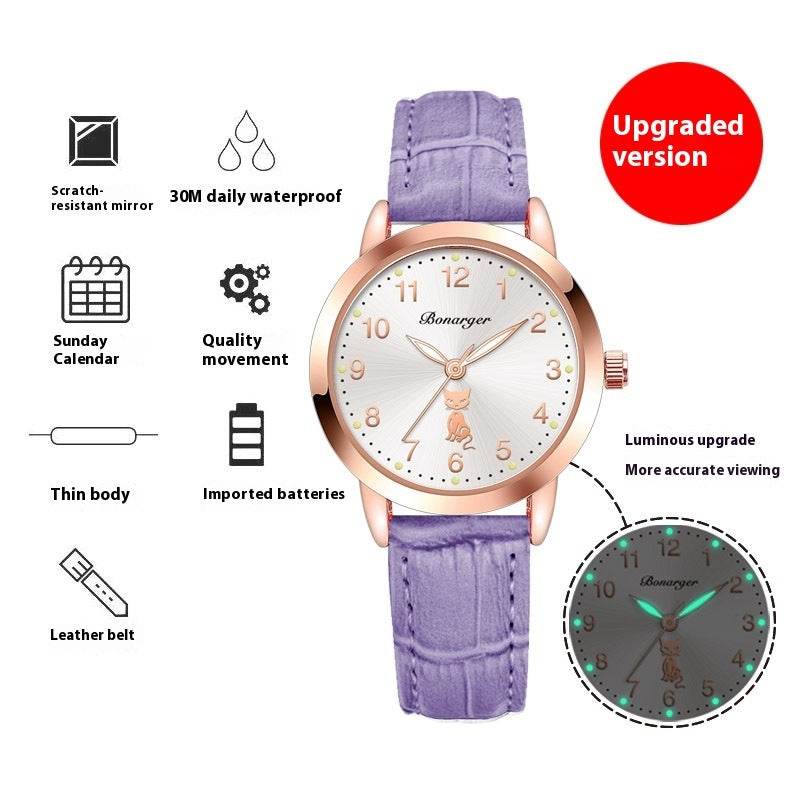 Buycenter Women's Luminous Quartz Watch - Stylish Waterproof Belt Options - Buy Center