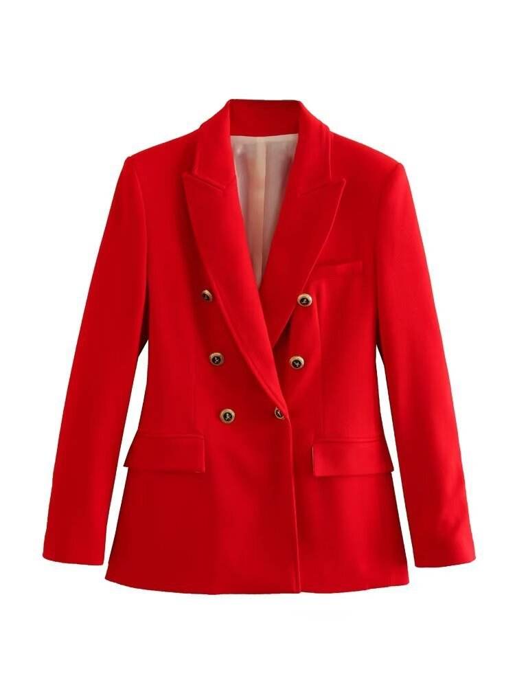 Buycenter Women's Slim-Fit Lapel Jacket - Trendy Long Sleeve Blazer - Buy Center