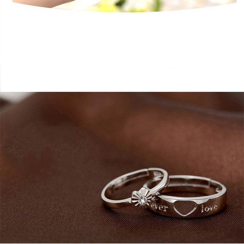 S925 Silver Couple Ring - Heart Shape Design for Him & Her Love - Buy Center