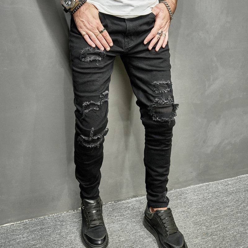 2023 Men's Stretch Skinny Jeans - Casual Black Tapered Fit Pants - Buy Center