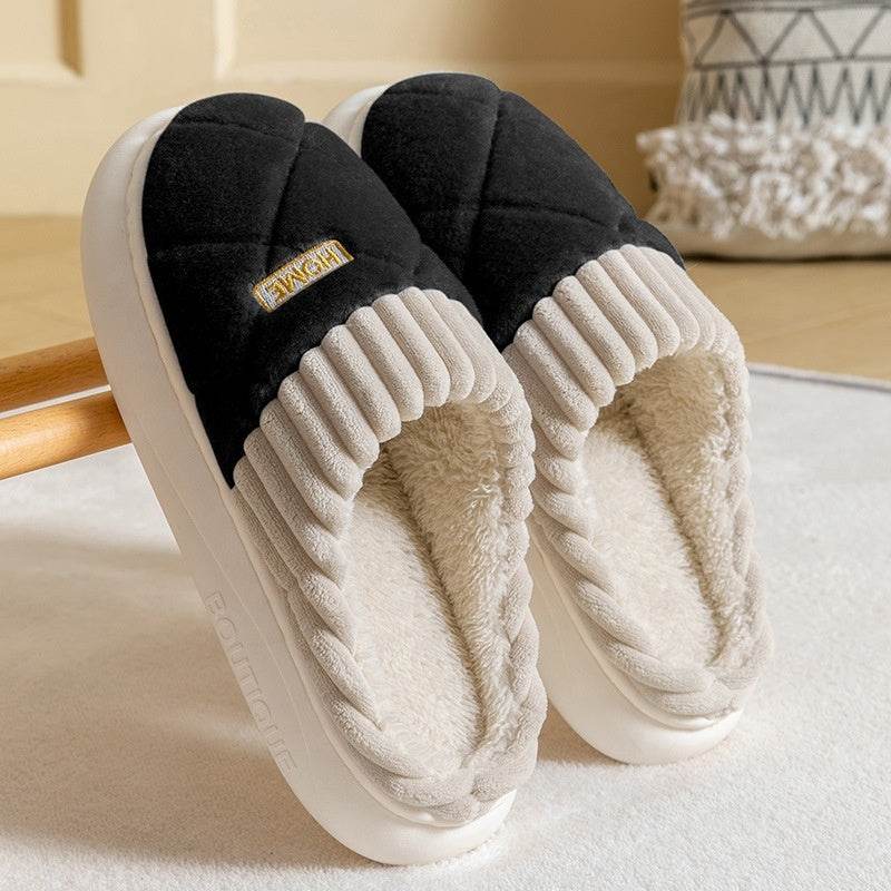 Men's Rhombic Plush Slippers - Winter Warm, Non-Slip Comfort Shoes - Buy Center