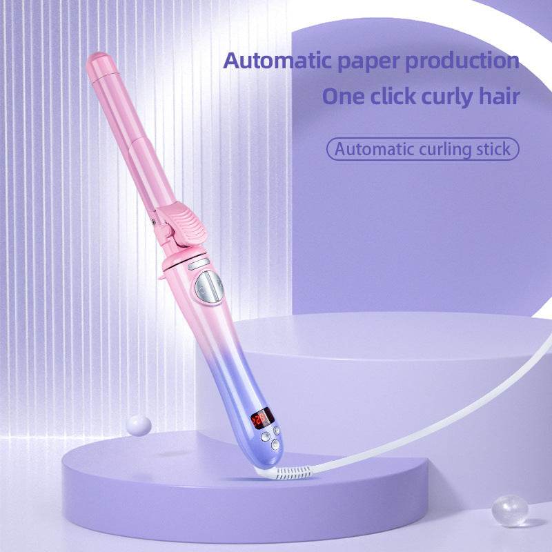 Gradient Temperature Adjustable Curling Iron - Stylish 25mm Pink Purple Tool - Buy Center