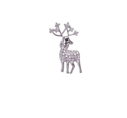 Buy Center Christmas Themed Deer Brooch - Elegant Alloy with Crystal Inlay - Buy Center