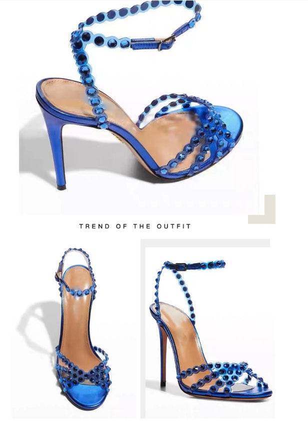 Buycenter Elegant Jelly Diamond Stiletto Heels - Stylish Round Toe Pumps - Buy Center