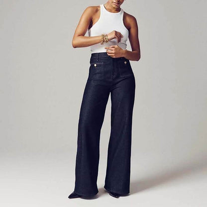 Women's Plus Size Wide-Leg Pants - Casual Distressed Denim Style 2025 - Buy Center