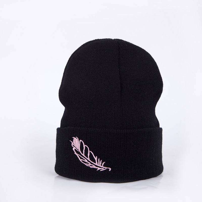 Buycenter Versatile Embroidered Feather Knit Hat - Winter Baseball Cap - Buy Center