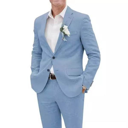 Buycenter Casual Men's Linen Suit - Fashion Slim Fit for All Occasions - Buy Center