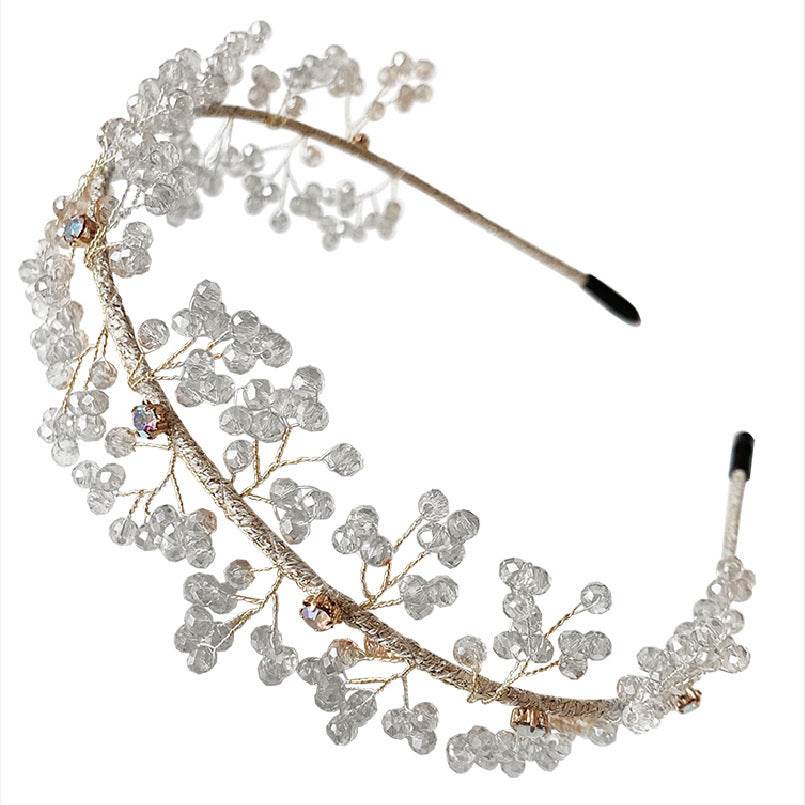 Elegant Korean Crystal Hair Headband - Retro Wave Design for Weddings - Buy Center