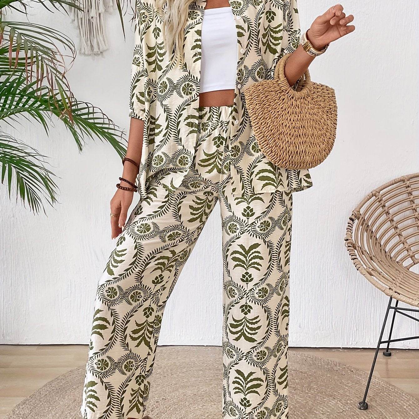 Women's Spring Summer Vacation Two-Piece Set - Tropical Style - Buy Center