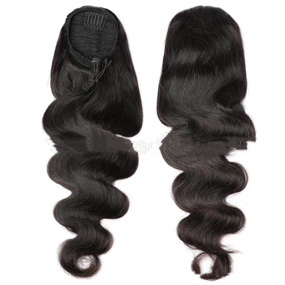 Natural Black Drawstring Ponytail Wig - Stylish Versatile Human Hair - Buy Center