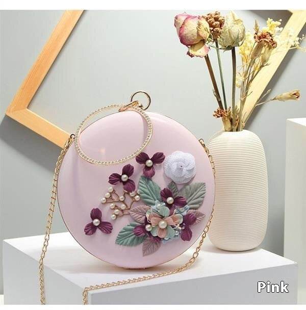 Buycenter Stylish Round Banquet Handbag - Floral PU Clutch for All Occasions - Buy Center