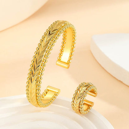 Vintage Gold Plated Bracelet & Ring Set - Women's Festival Jewelry 2025 - Buy Center