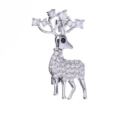 Buy Center Christmas Themed Deer Brooch - Elegant Alloy with Crystal Inlay - Buy Center