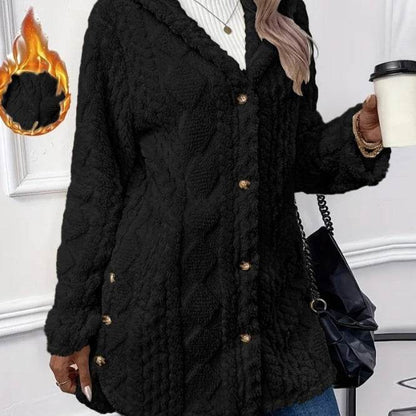 Buycenter Hooded Cardigan Jacket - Long Sleeve, Button Style, Winter Coat - Buy Center