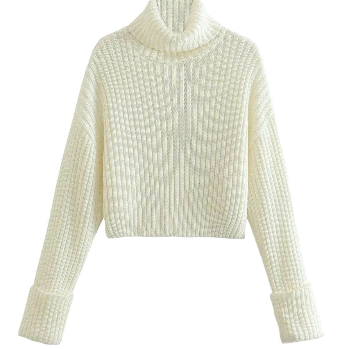 Buycenter Women's Turtleneck Sweater - Striped Loose Pullover Style - Buy Center