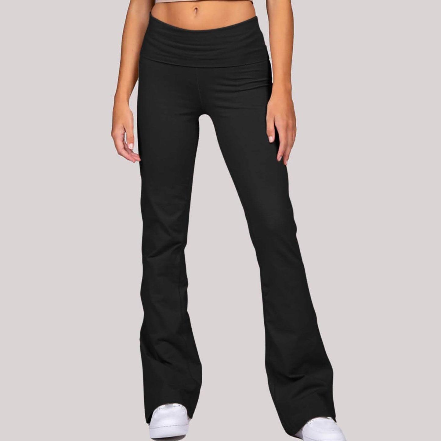 Slim-Fit Low Waist Bell-Bottom Pants - Stylish Wide Leg in Black & Wine - Buy Center